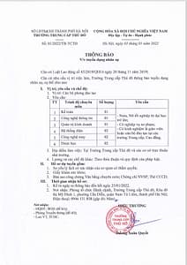 THÔNG BÁO TUYỂN DỤNG NHÂN SỰ TRƯỜNG TRUNG CẤP THỦ ĐÔ